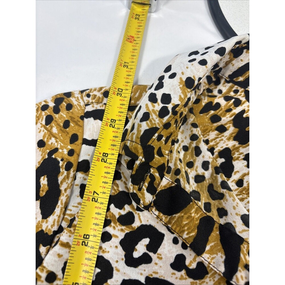 MPH Collection Animal Print Shirt Dress Petite Small Buttons Sash - Picture 8 of 10